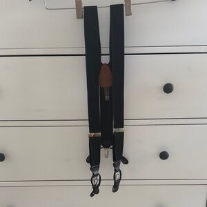 Men's Trafalgar Black Suspenders with Leather Accents